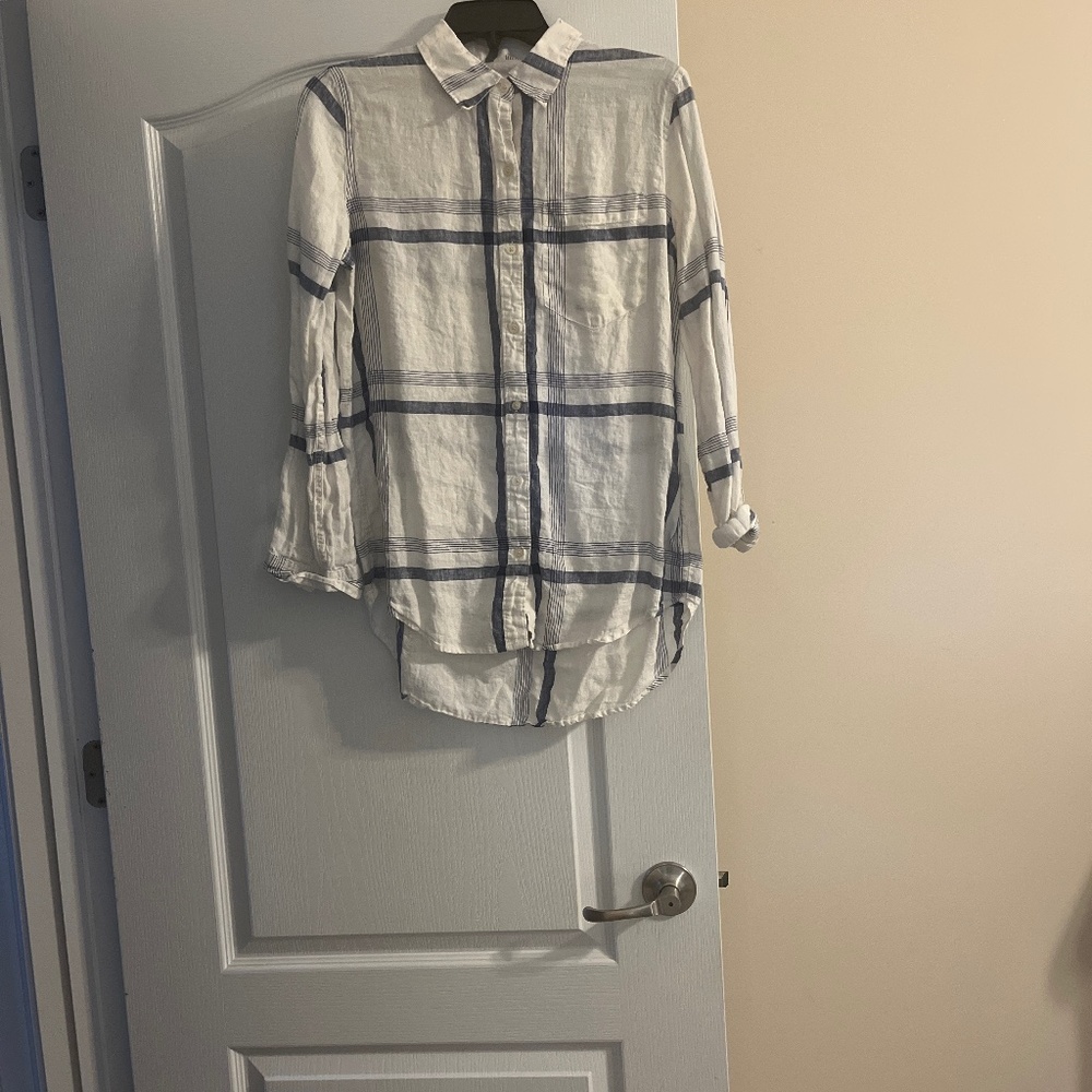 Blue and white linen tunic